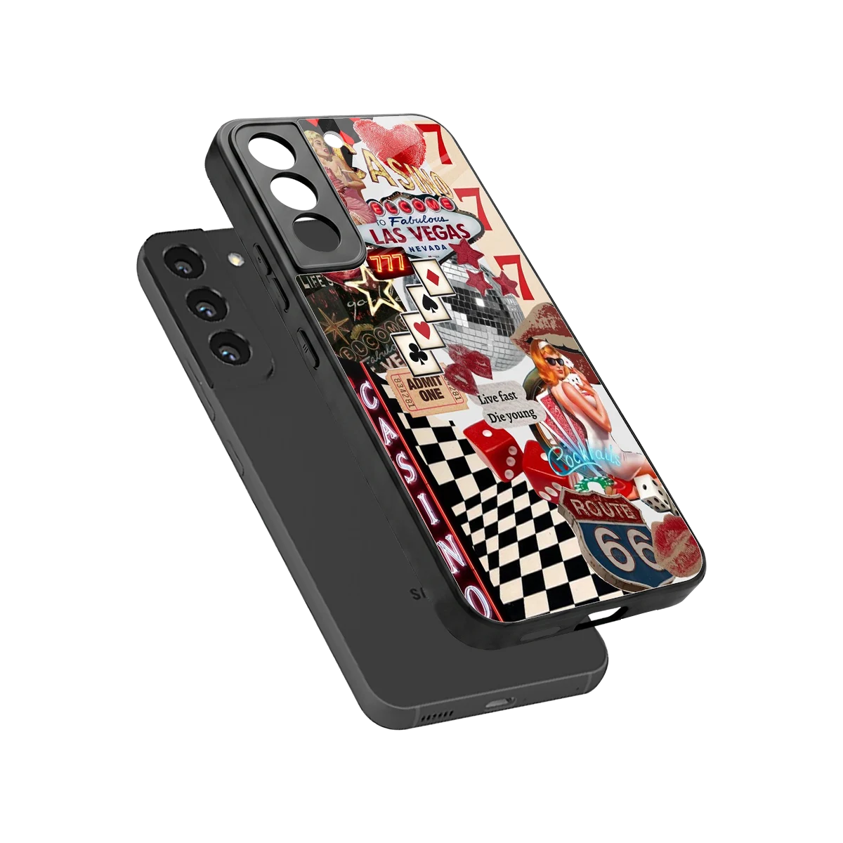 Vegas Vibes sleek samsung galaxy s22 cover with tempered glass back and TPU edges