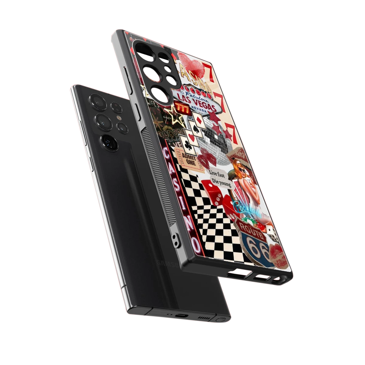 Vegas Vibes sleek samsung galaxy s23 ultra cover with tempered glass back and TPU edges