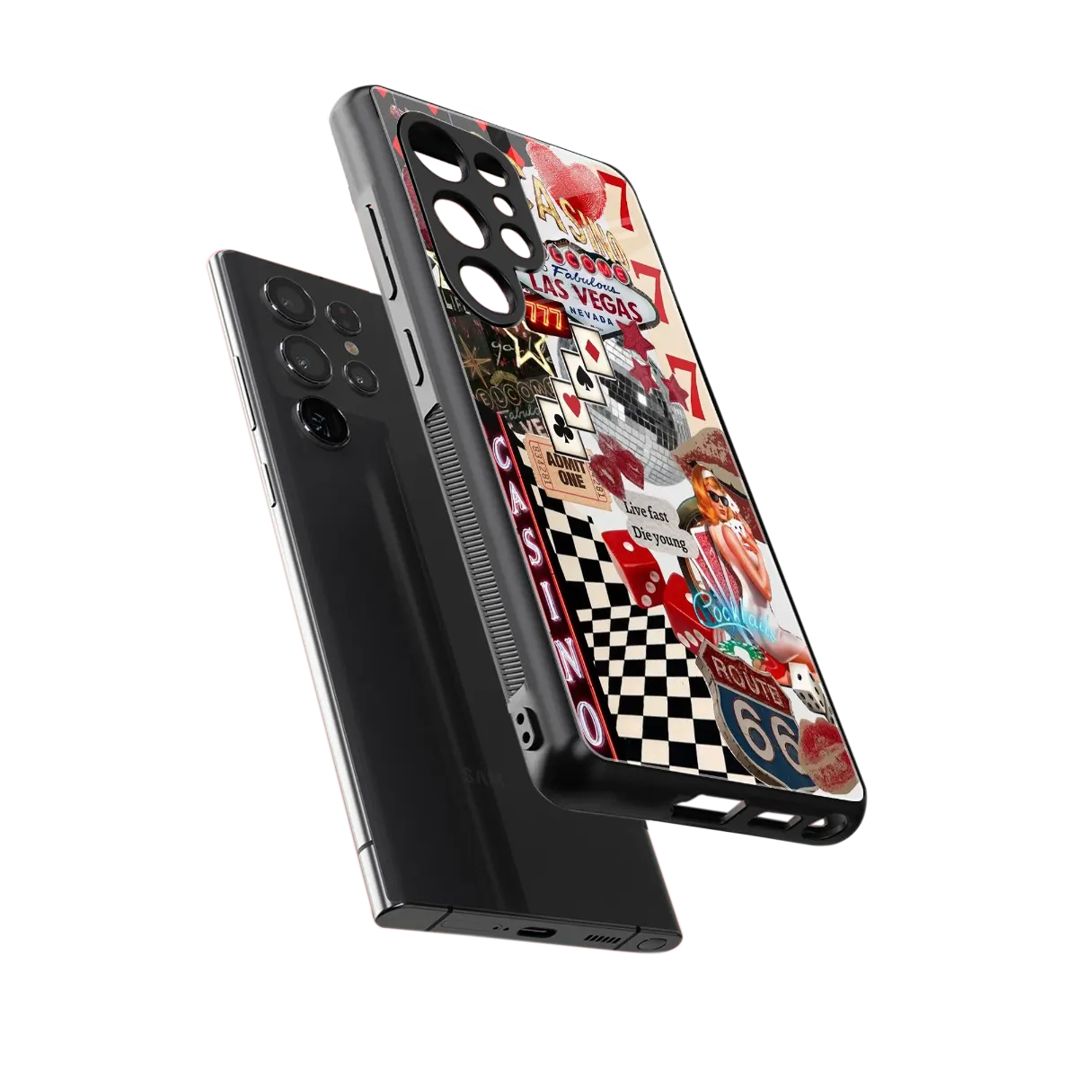 Vegas Vibes sleek samsung galaxy s25 ultra cover with tempered glass back and TPU edges