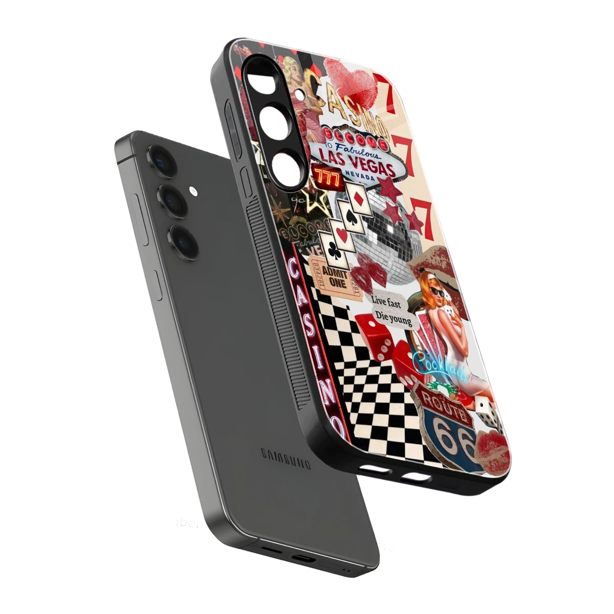 Vegas Vibes sleek samsung galaxy s23 fe cover with tempered glass back and TPU edges