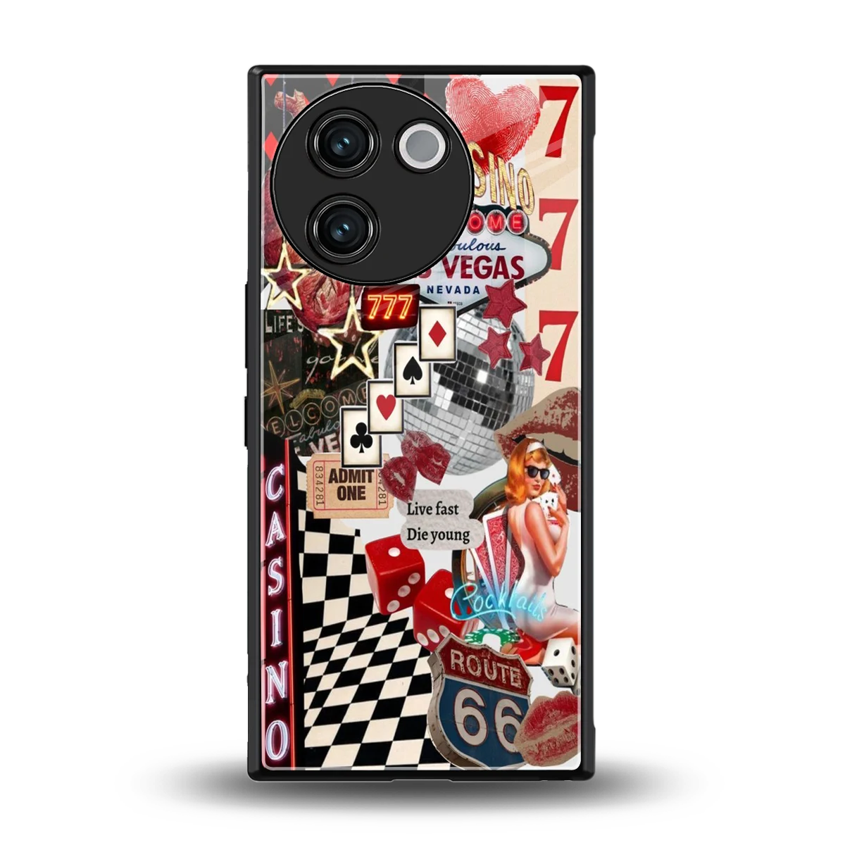 Vegas Vibes back phone cover | glass case for vivo v30e