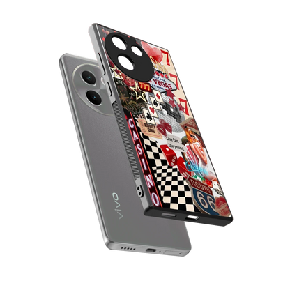 Vegas Vibes sleek vivo v30e cover with tempered glass back and TPU edges