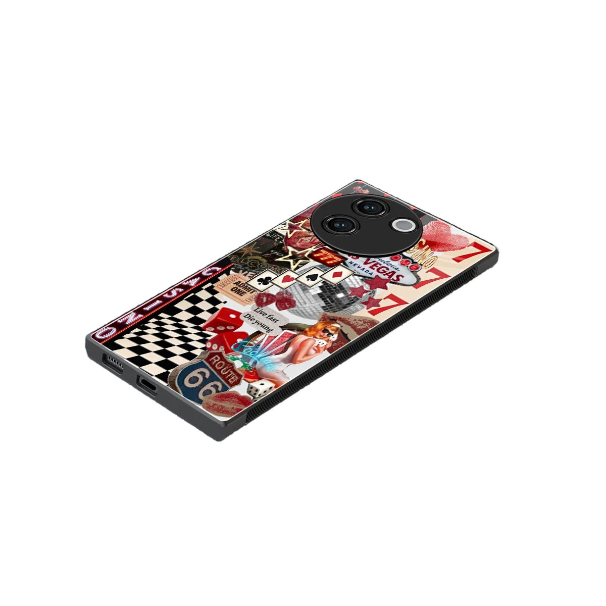 Vegas Vibes stylish phone case for vivo v30e | glossy glass and slim fit