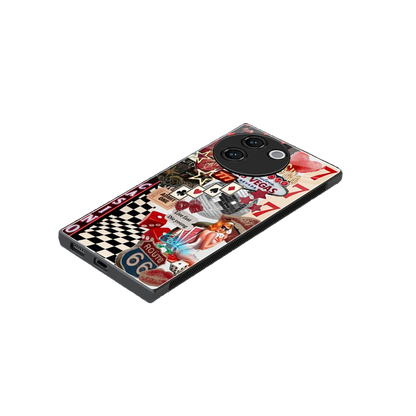 Vegas Vibes stylish phone case for vivo v30e | glossy glass and slim fit