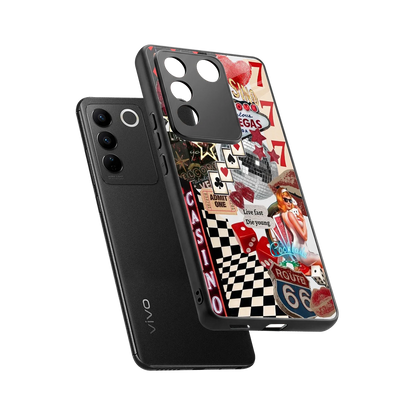 Vegas Vibes sleek vivo v27 5g cover with tempered glass back and TPU edges