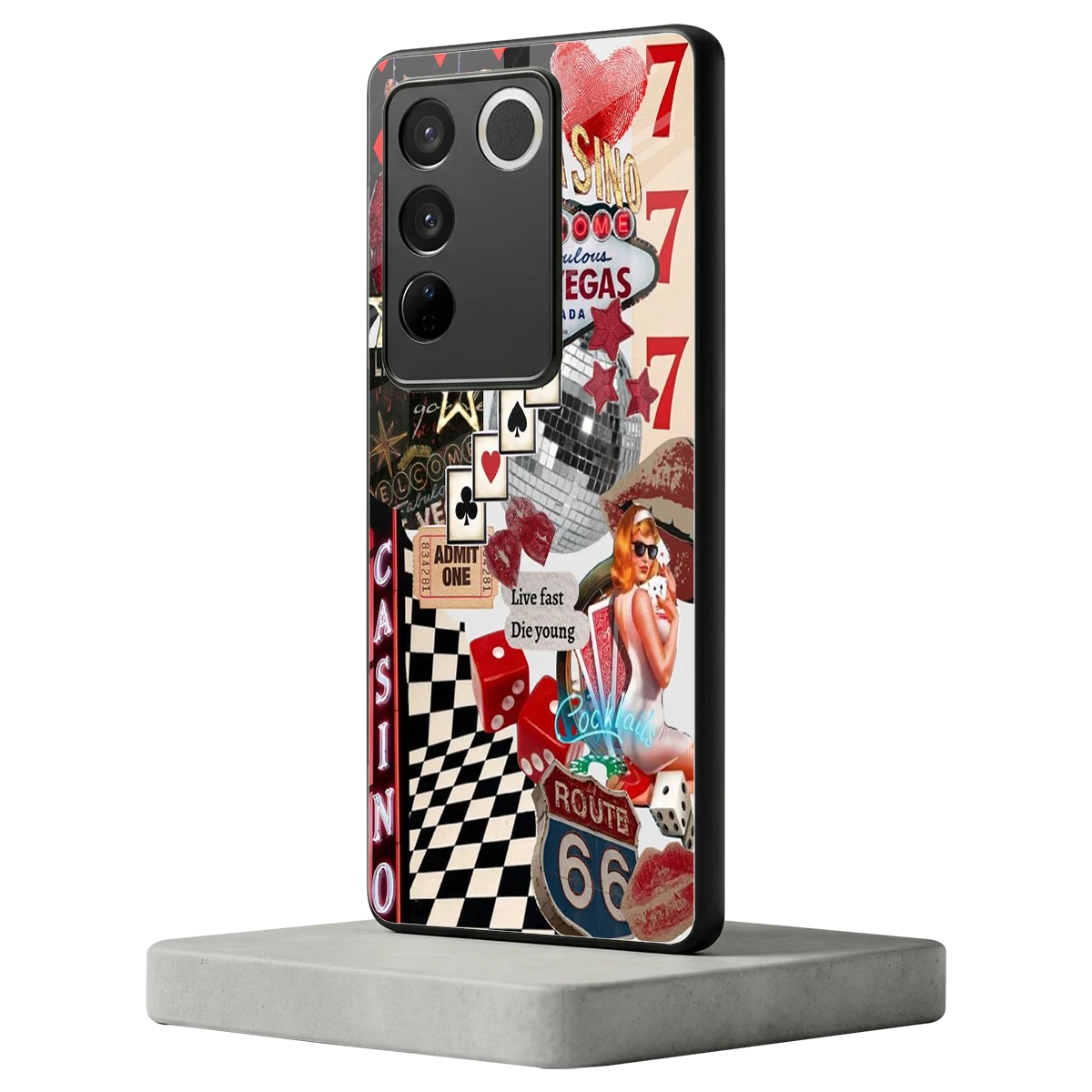 Vegas Vibes vivo v27 5g mobile cover | shockproof glass phone case