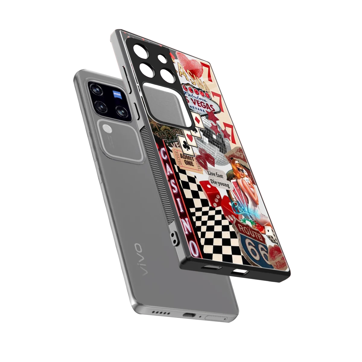 Vegas Vibes sleekvivo v30 pro cover with tempered glass back and TPU edges