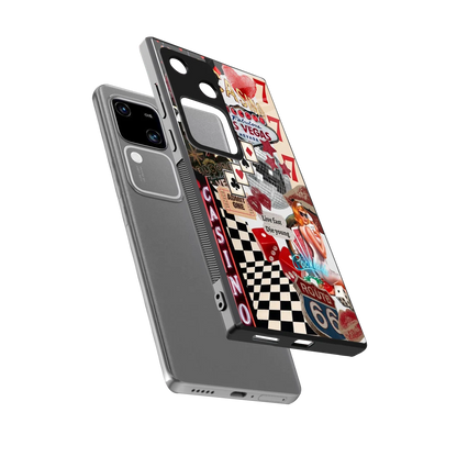 Vegas Vibes sleek vivo v30 cover with tempered glass back and TPU edges