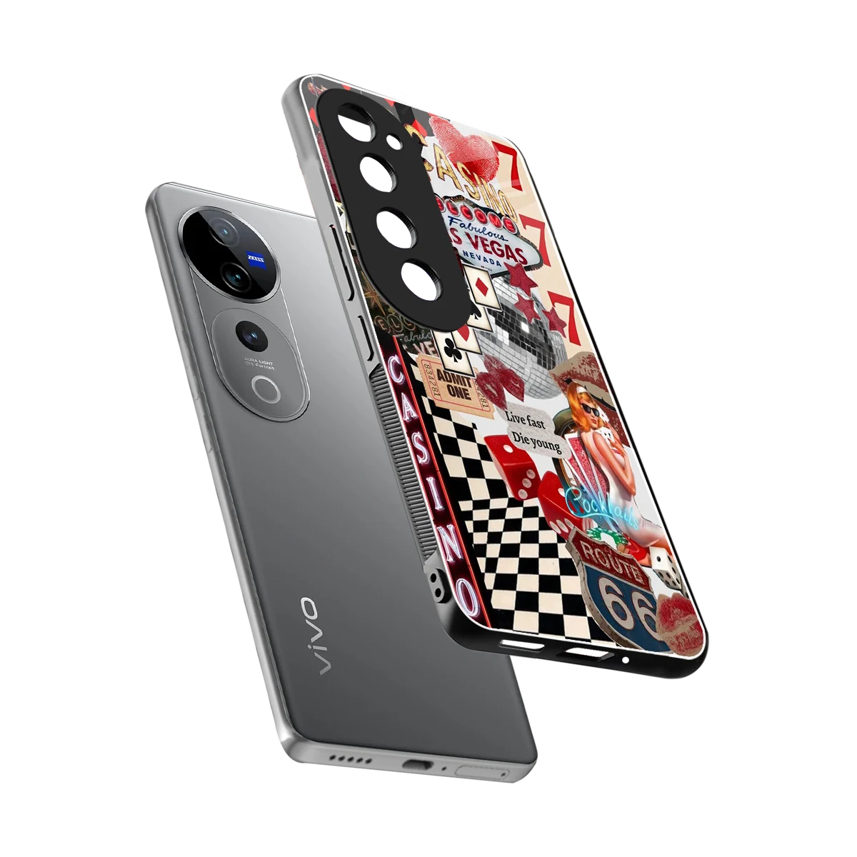 Vegas Vibes sleek vivo v40 pro cover with tempered glass back and TPU edges