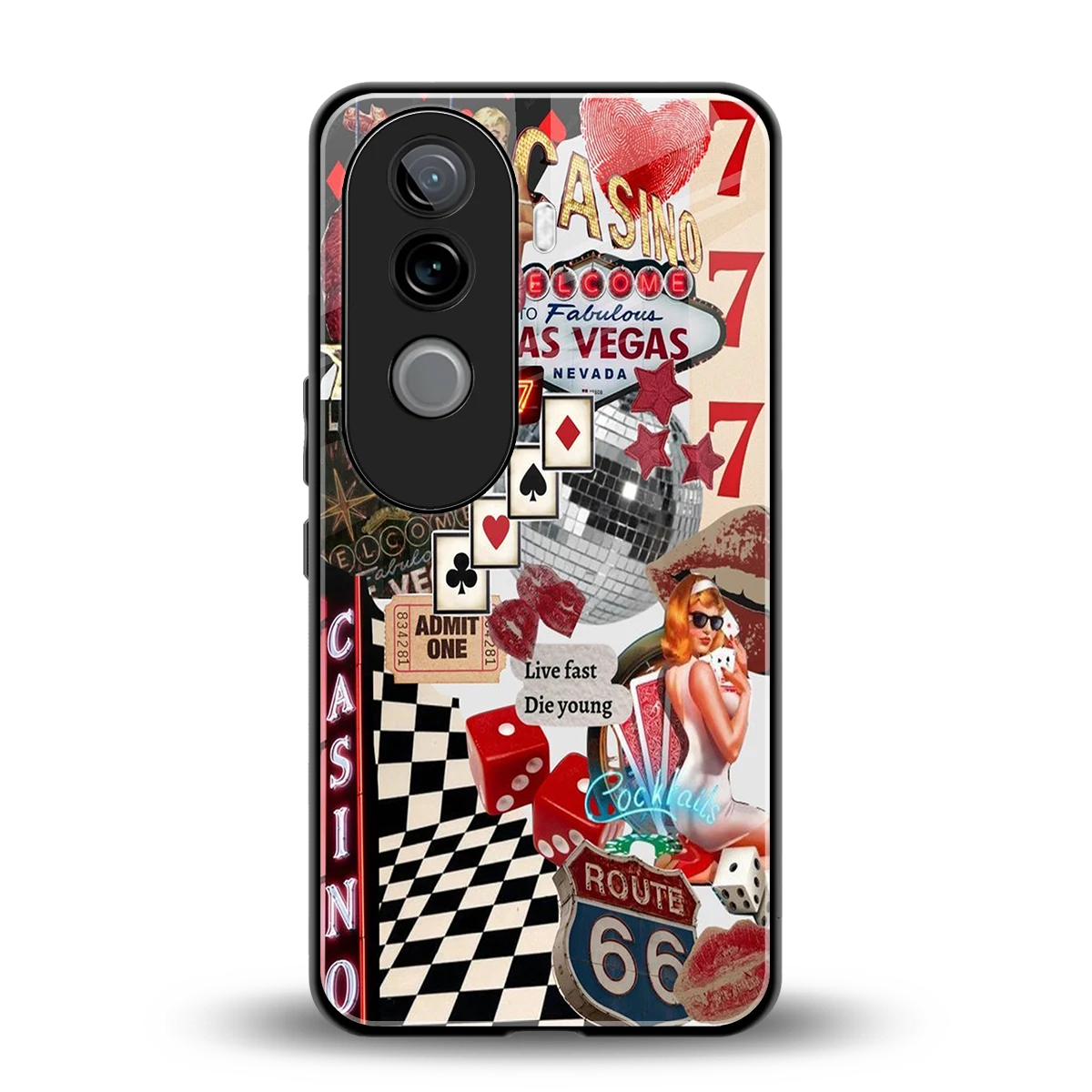 Vegas Vibes back phone cover | glass case for vivo v40e