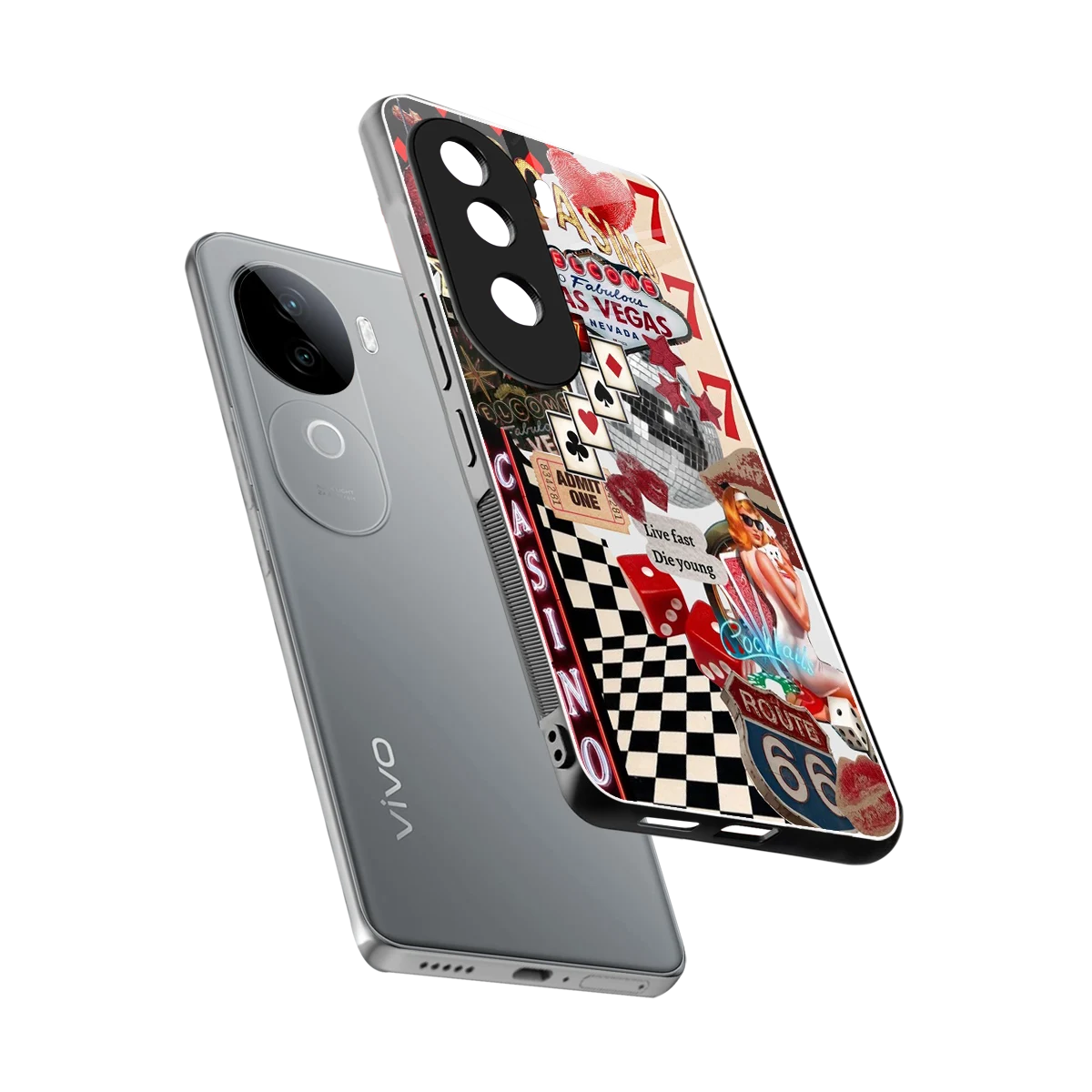 Vegas Vibes sleek vivo v40e cover with tempered glass back and TPU edges