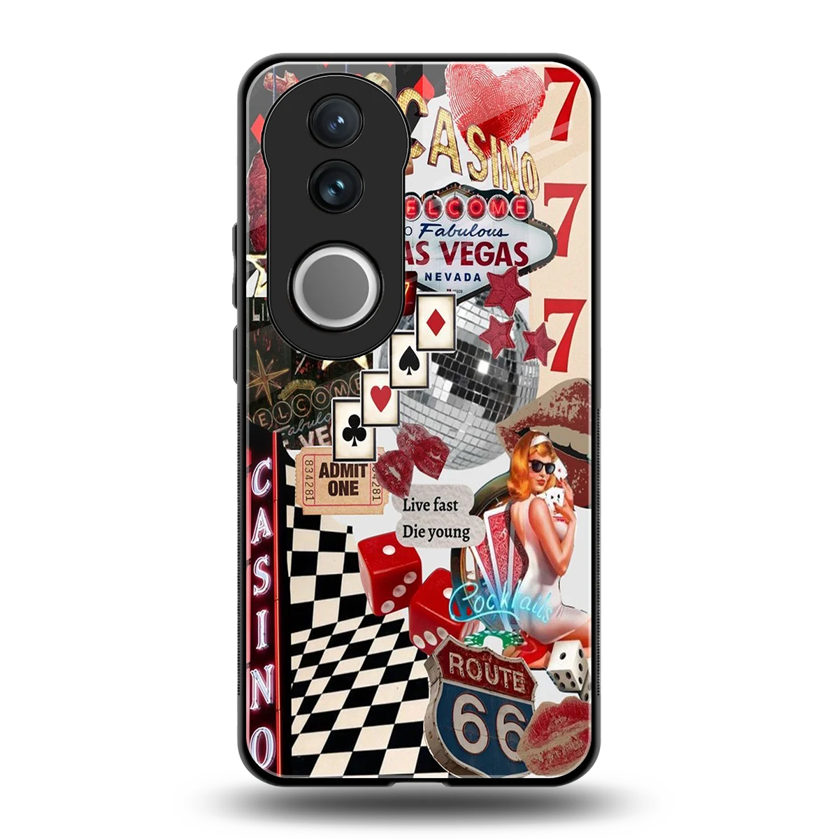 Vegas Vibes back phone cover | glass case for vivo v50