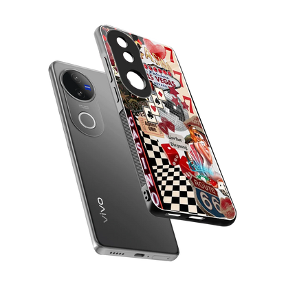 Vegas Vibes sleek vivo v50 cover with tempered glass back and TPU edges