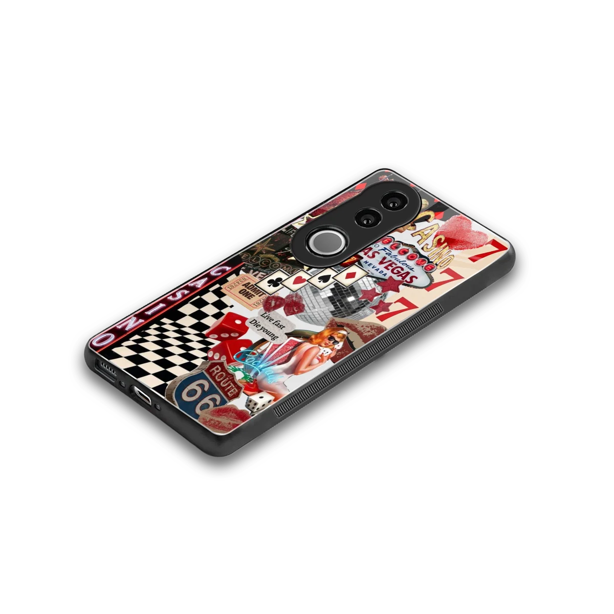 Vegas Vibes stylish phone case for vivo v50 | glossy glass and slim fit