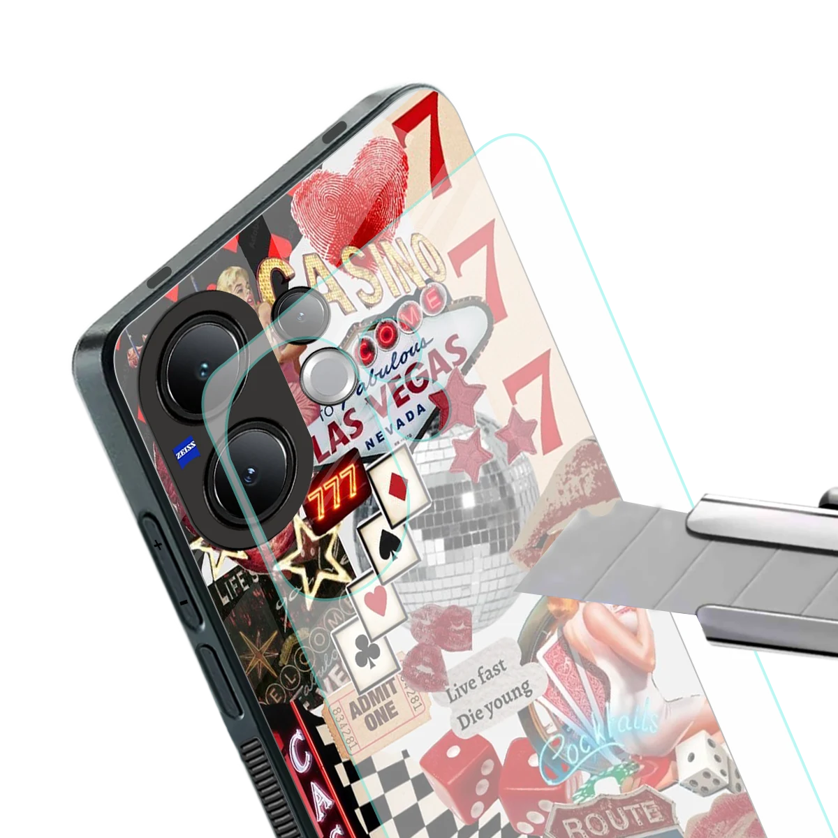 Vegas Vibes stylish phone case for vivo v60 | glossy glass and slim fit