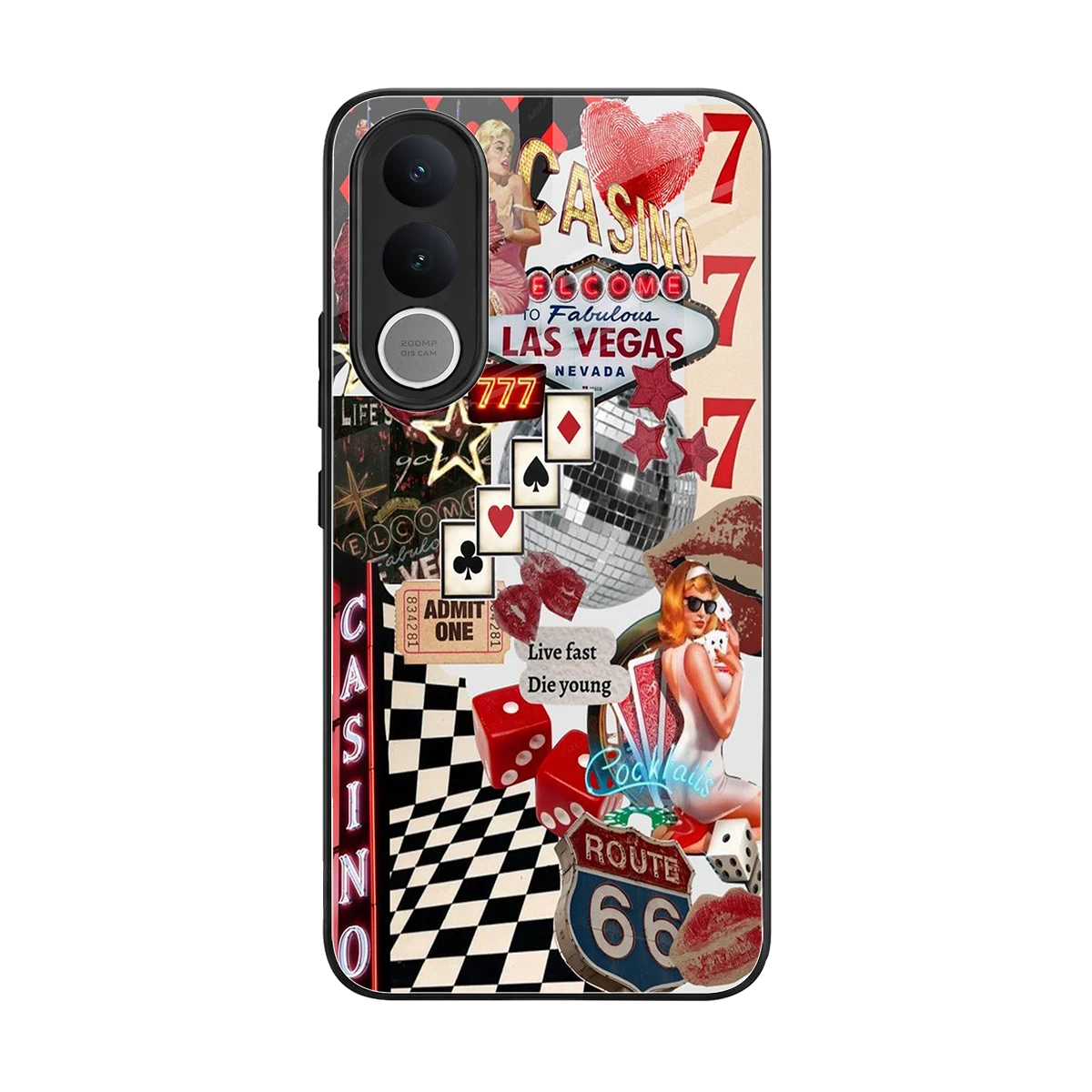 Vegas Vibes back phone cover | glass case for vivo v70 fe