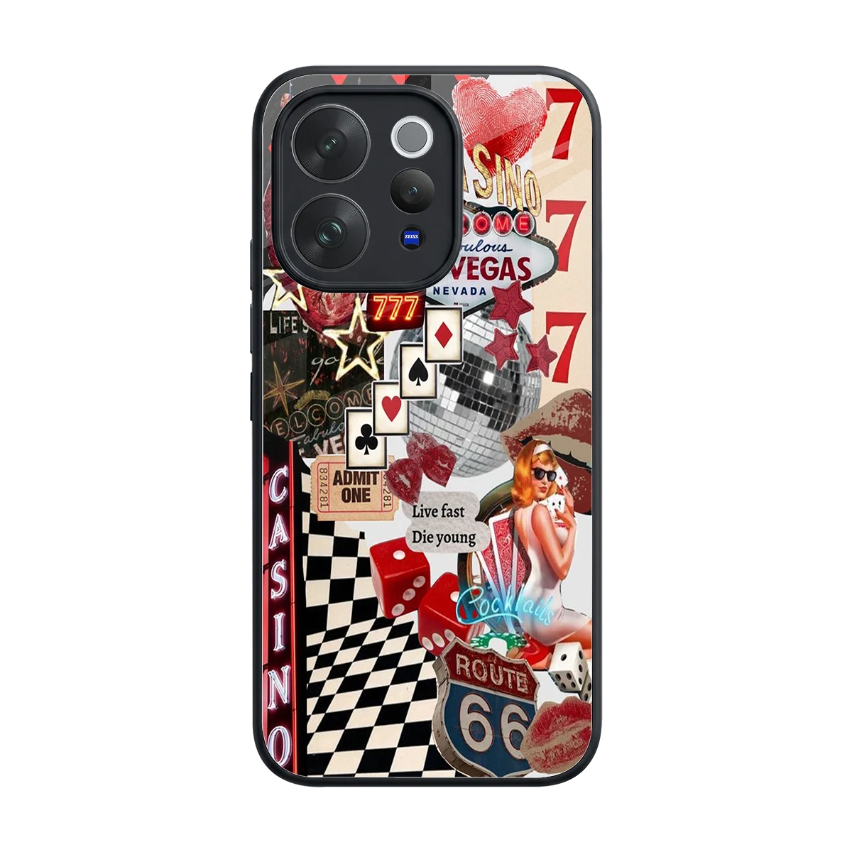 Vegas Vibes back phone cover | glass case for vivo v70