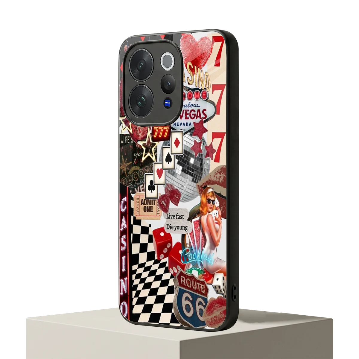 Vegas Vibes vivo v70 mobile cover | shockproof glass phone case