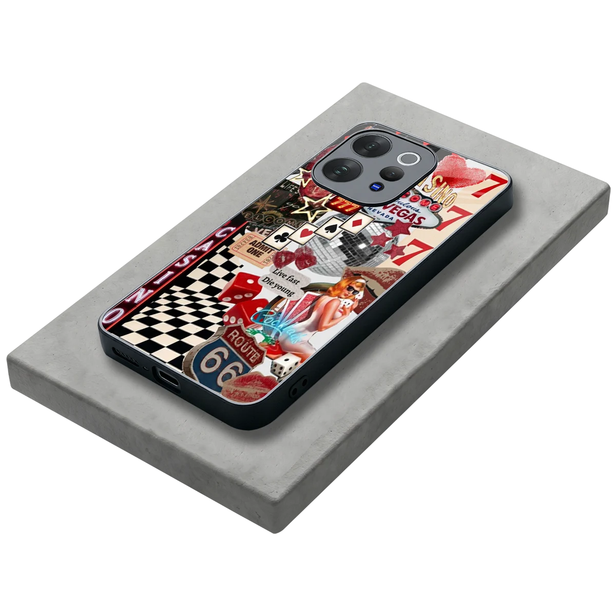 Vegas Vibes stylish phone case for vivo v70 elite | glossy glass and slim fit
