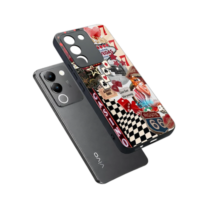 Vegas Vibes sleek vivo y200 5g cover with tempered glass back and TPU edges