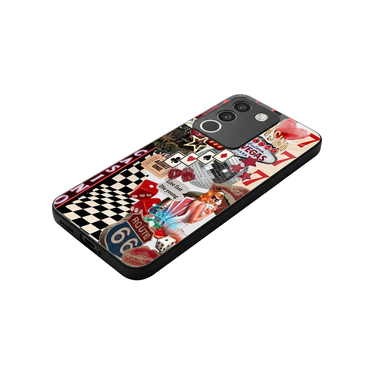 Vegas Vibes stylish phone case for vivo y200 5g | glossy glass and slim fit