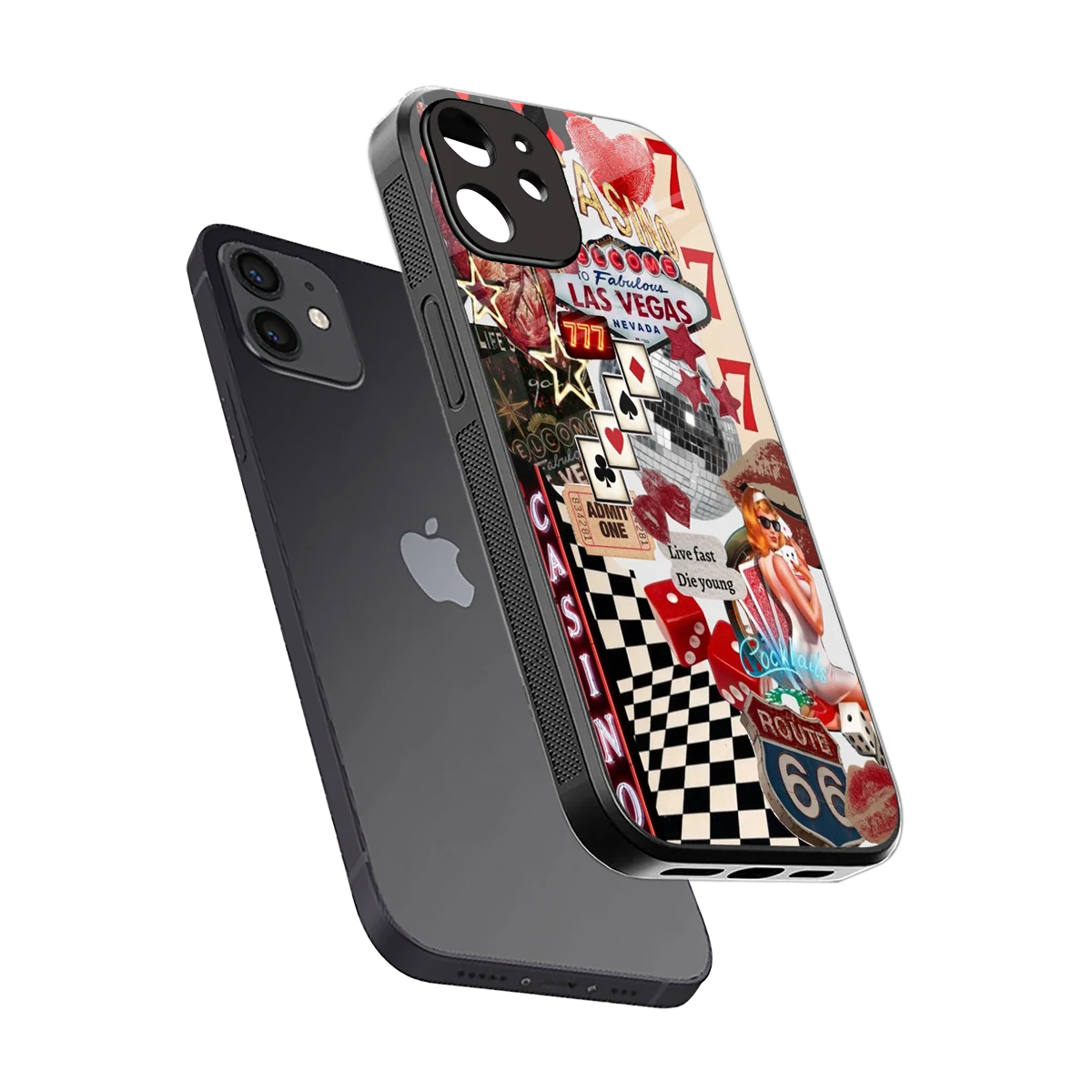 Vegas Vibes sleek iphone 12 cover with tempered glass back and TPU edges