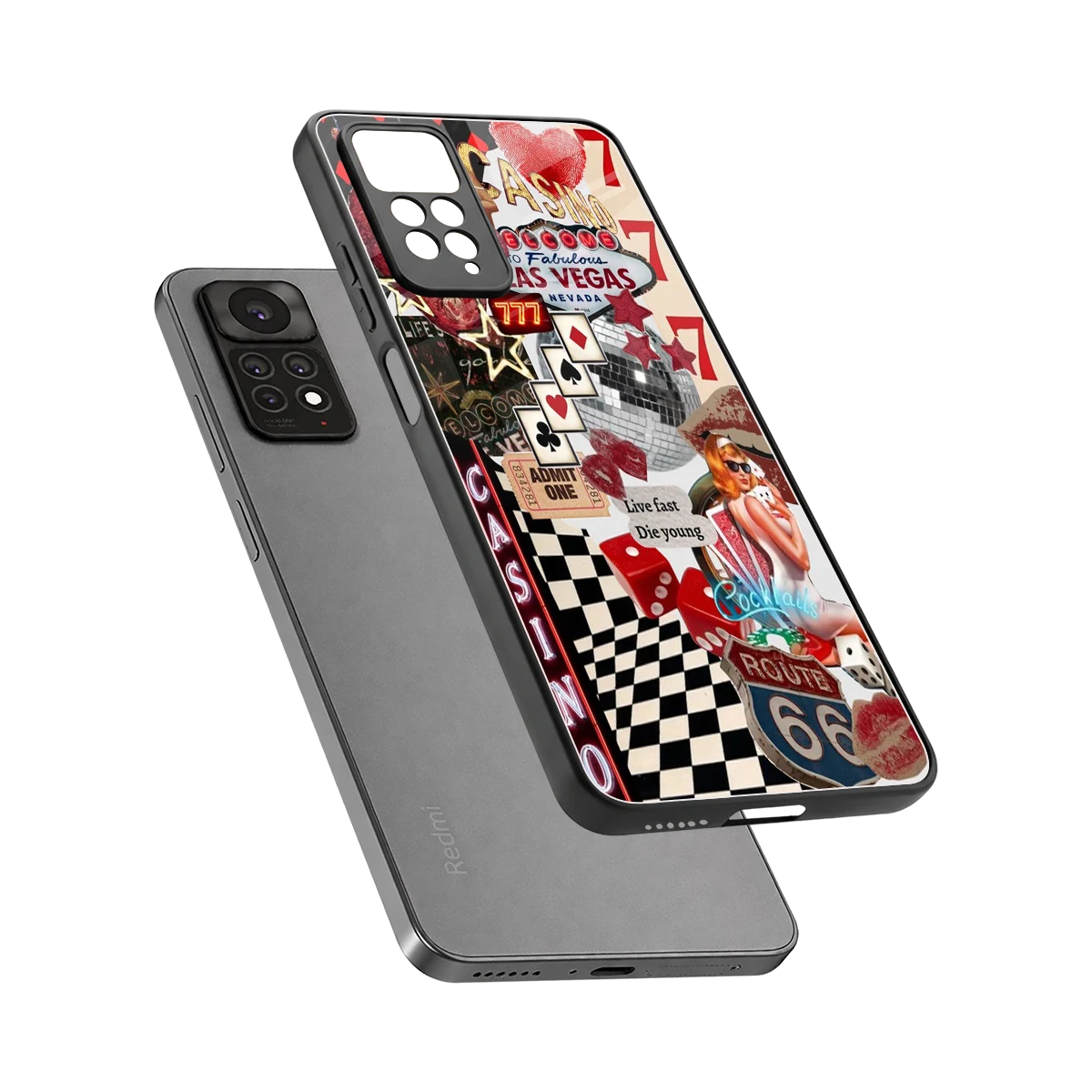 Vegas Vibes sleek redmi note 11 pro cover with tempered glass back and TPU edges
