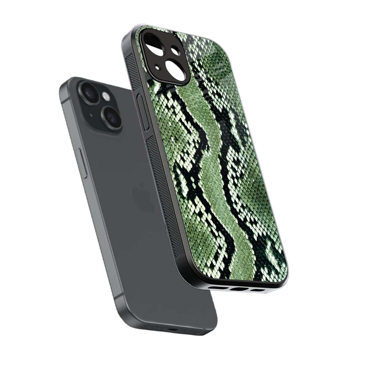 Venom Green sleek iphone 13 cover with tempered glass back and TPU edges