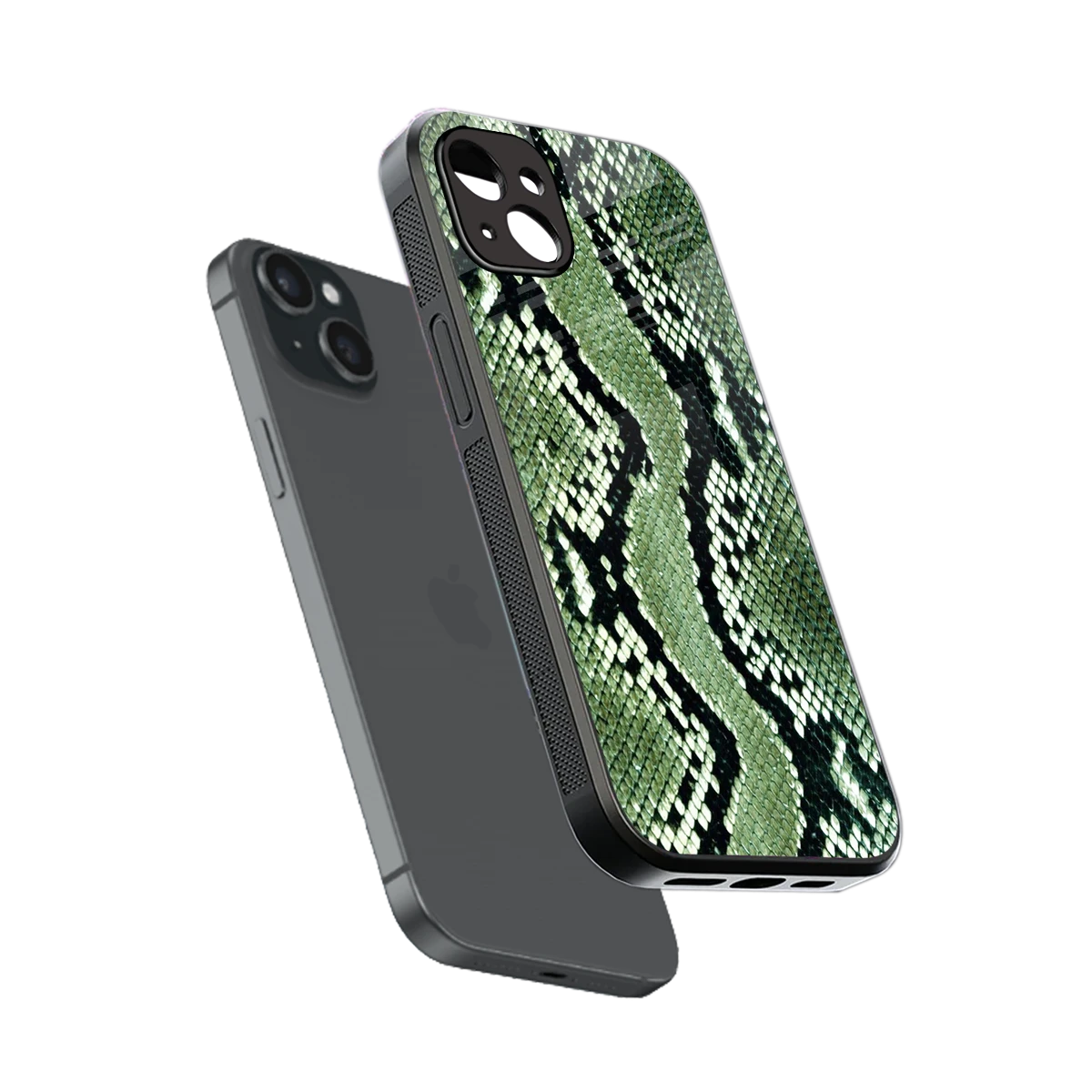 Venom Green sleek iphone 14 plus cover with tempered glass back and TPU edges