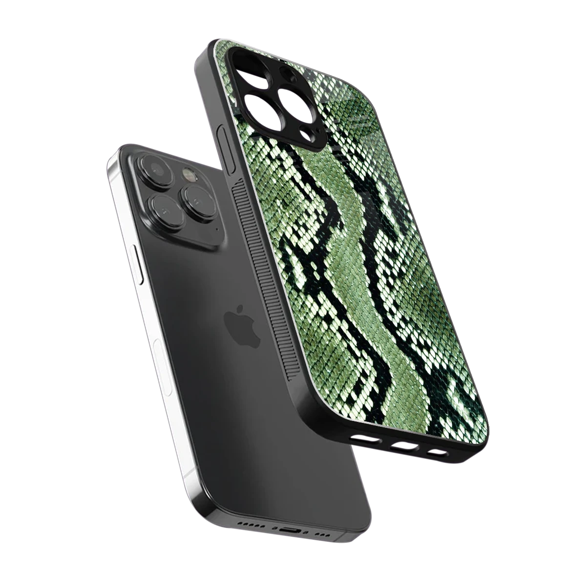 Venom Green sleek iphone 15 pro cover with tempered glass back and TPU edges