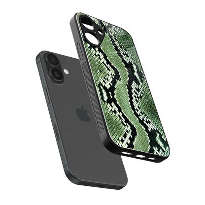 Venom Green sleek iphone 16 plus cover with tempered glass back and TPU edges