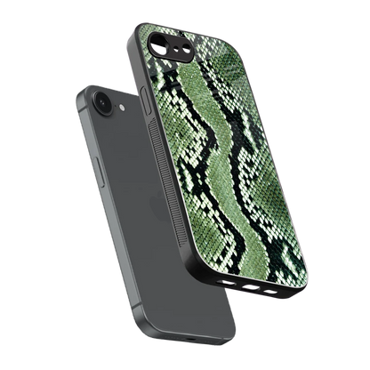 Venom Green sleek iphone 16e cover with tempered glass back and TPU edges