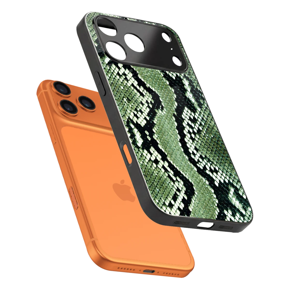 Venom Green sleek iphone 17 pro cover with tempered glass back and TPU edges