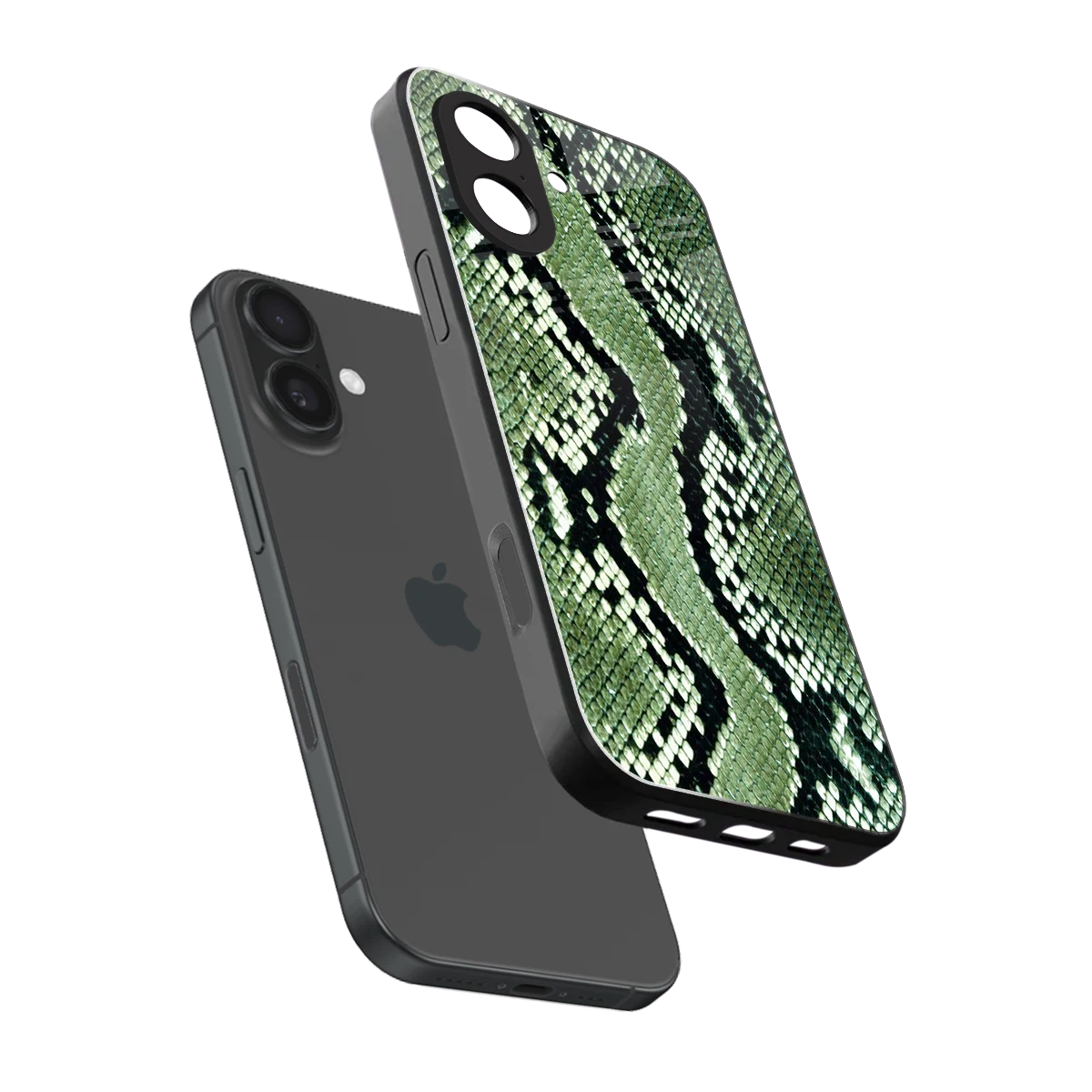 Venom Green sleek iphone 17 cover with tempered glass back and TPU edges