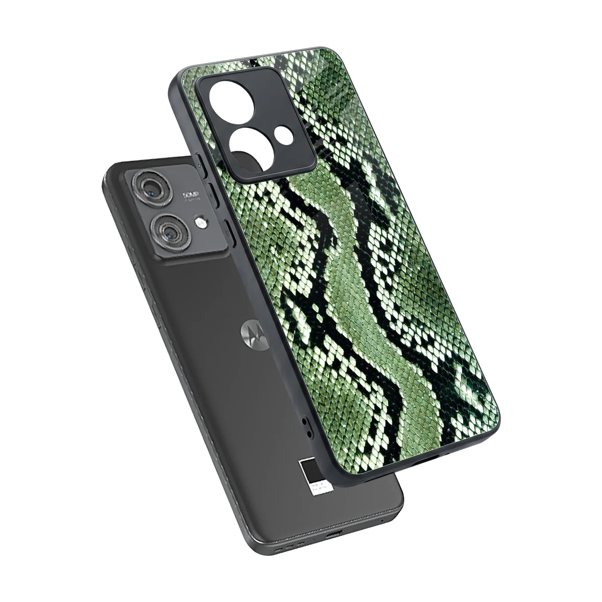 Venom Green sleek motorola edge 40 neo 5g cover with tempered glass back and TPU edges