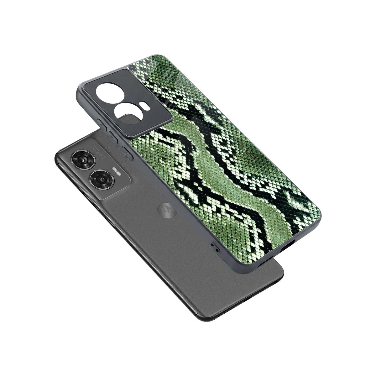 Venom Green sleek motorola edge 50 fusion cover with tempered glass back and TPU edges