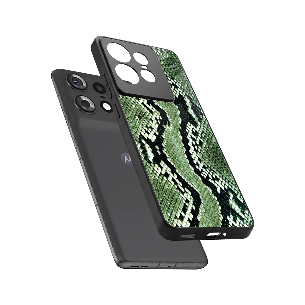 Venom Green sleek motorola edge 50 pro cover with tempered glass back and TPU edges