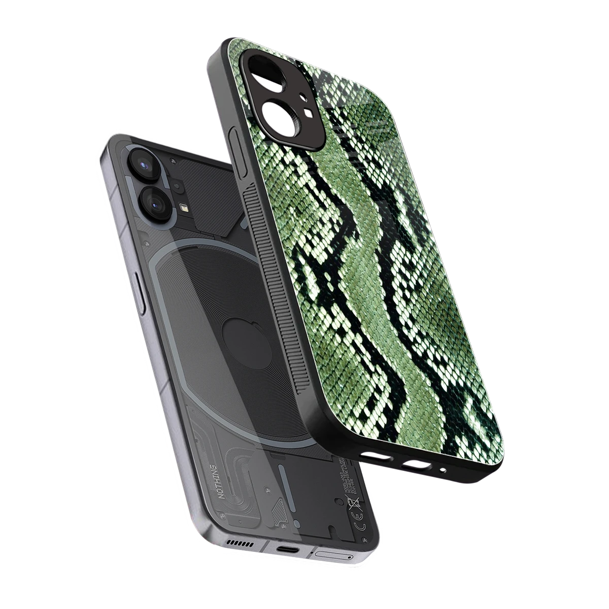 Venom Green sleek nothing phone 1 cover with tempered glass back and TPU edges