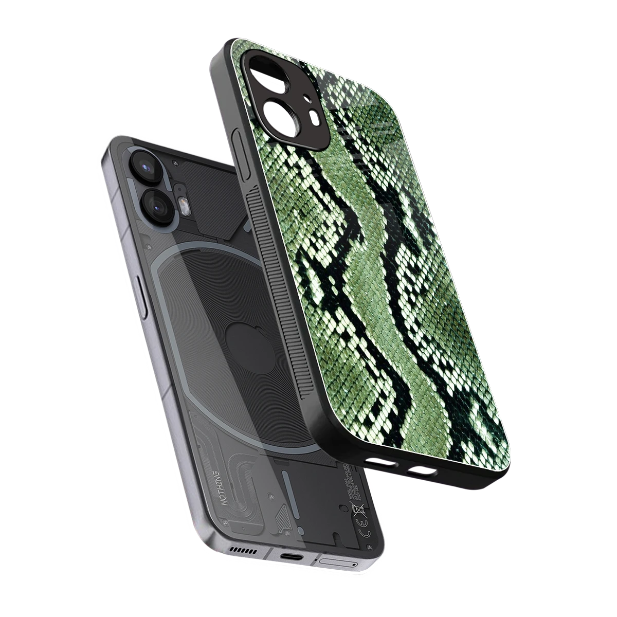 Venom Green sleek nothing phone 2 cover with tempered glass back and TPU edges