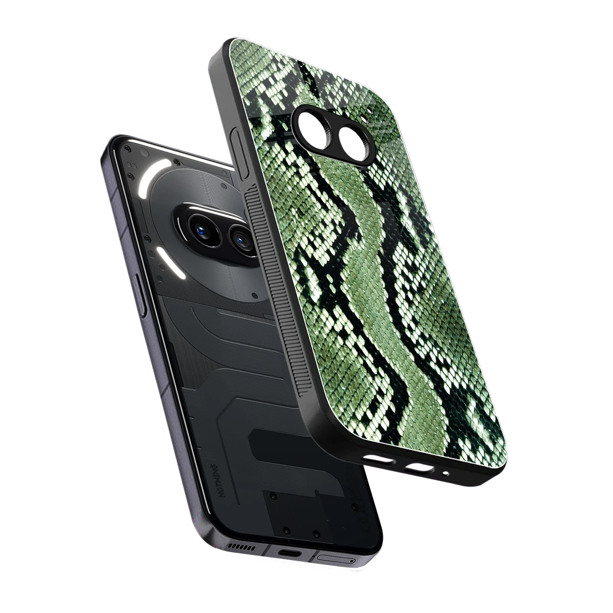 Venom Green sleek nothing phone 2a cover with tempered glass back and TPU edges