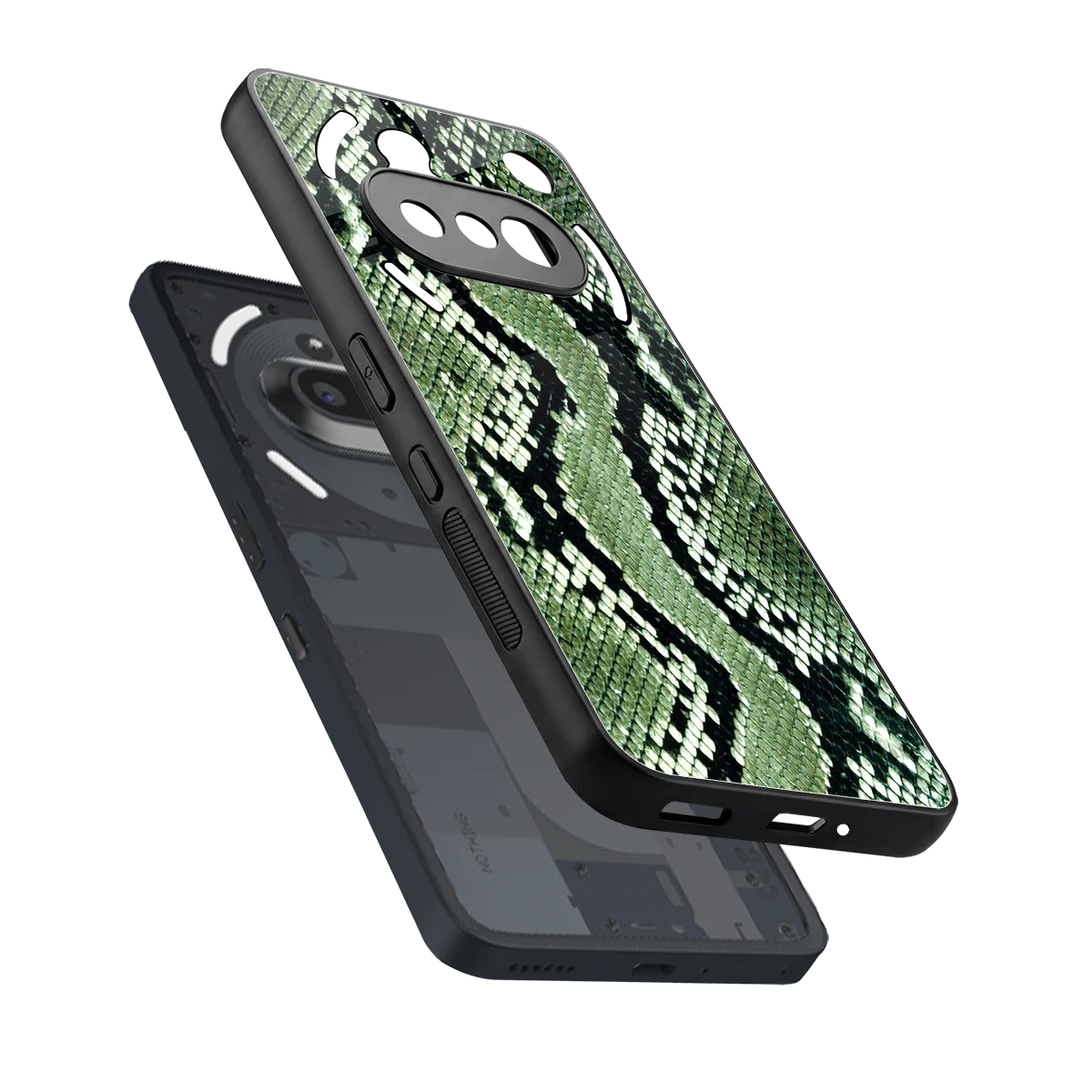 Venom Green sleek nothing phone 3a cover with tempered glass back and TPU edges
