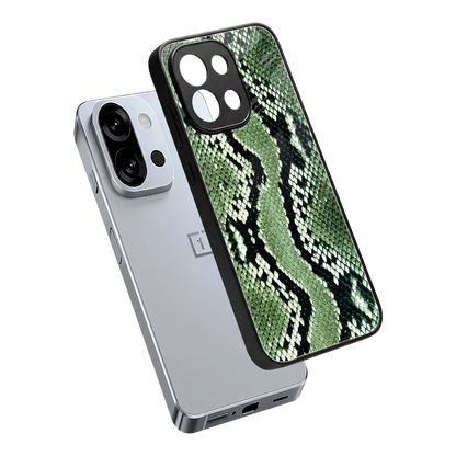 Venom Green sleek oneplus 13s cover with tempered glass back and TPU edges