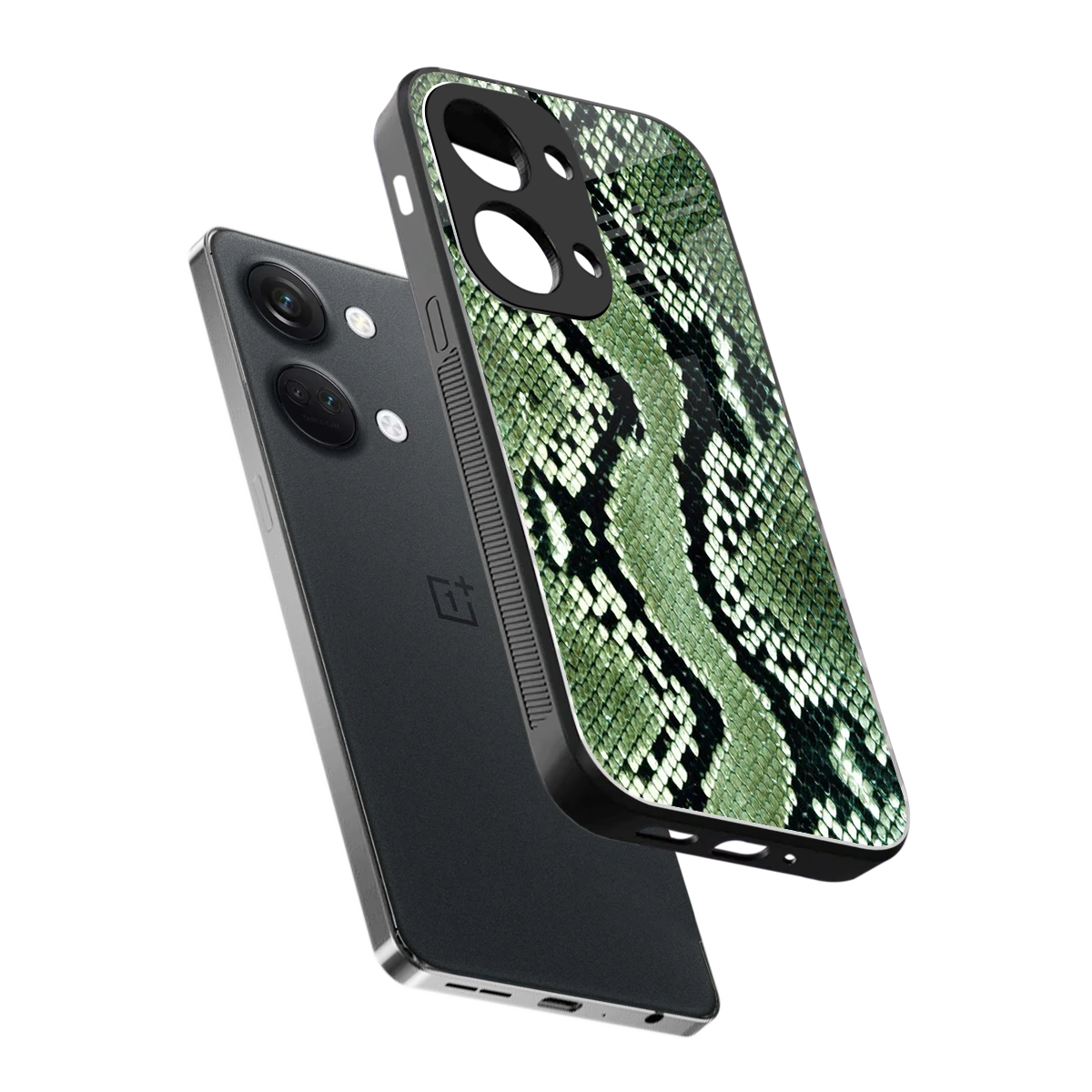 Venom Green sleek oneplus nord 3 cover with tempered glass back and TPU edges