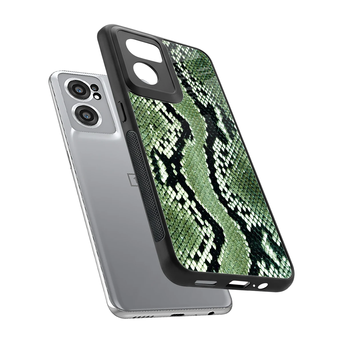 Venom Green sleek oneplus nord ce 2 cover with tempered glass back and TPU edges