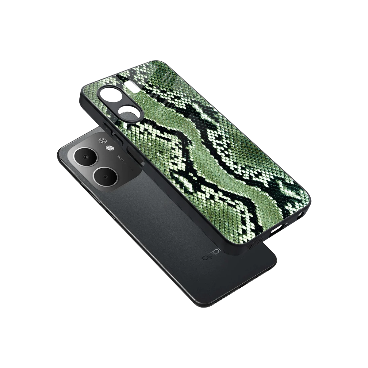 Venom Green sleek oppo a5x 5g cover with tempered glass back and TPU edges