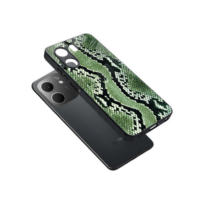 Venom Green sleek oppo a5x 5g cover with tempered glass back and TPU edges