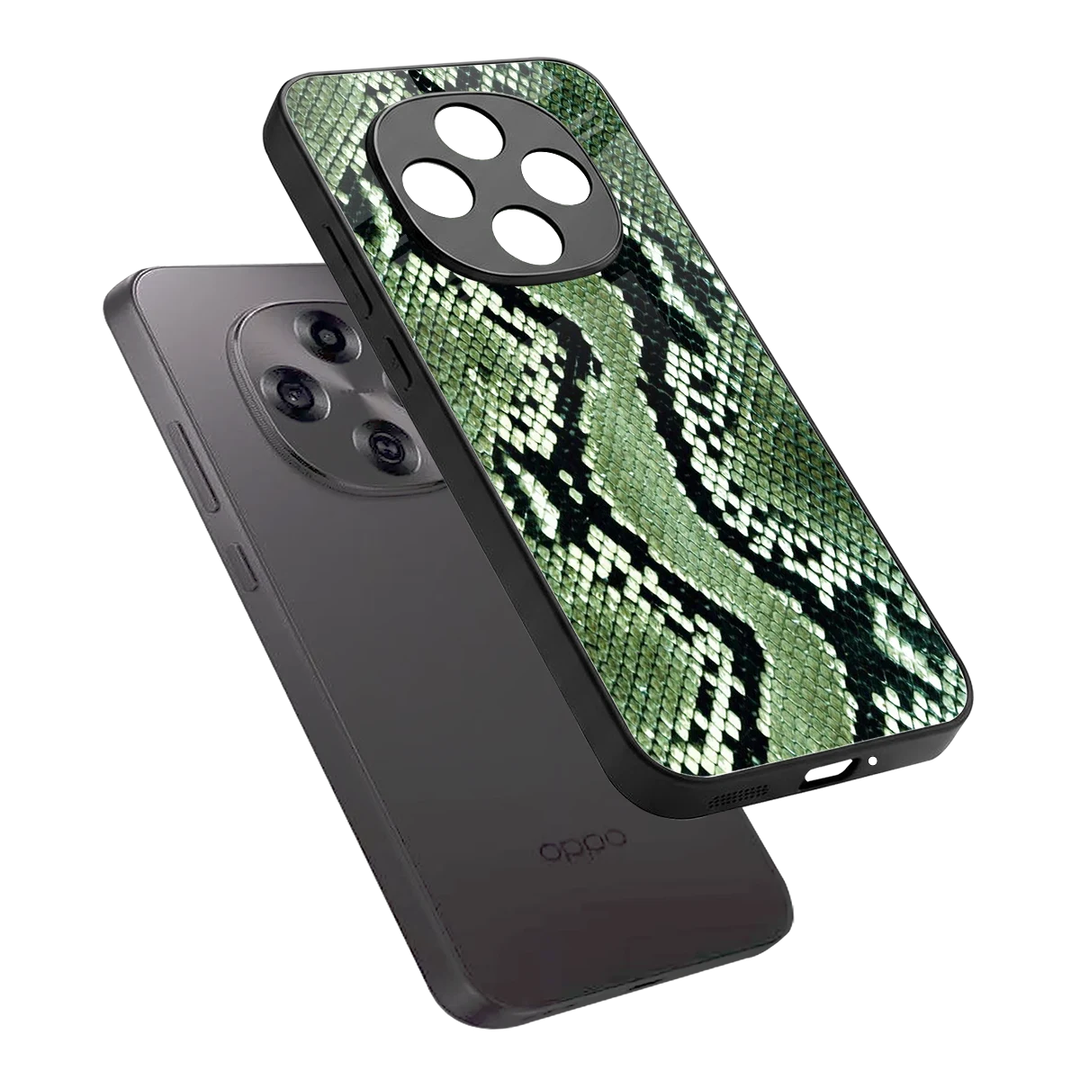 Venom Green sleek oppo f31 pro 5g cover with tempered glass back and TPU edges