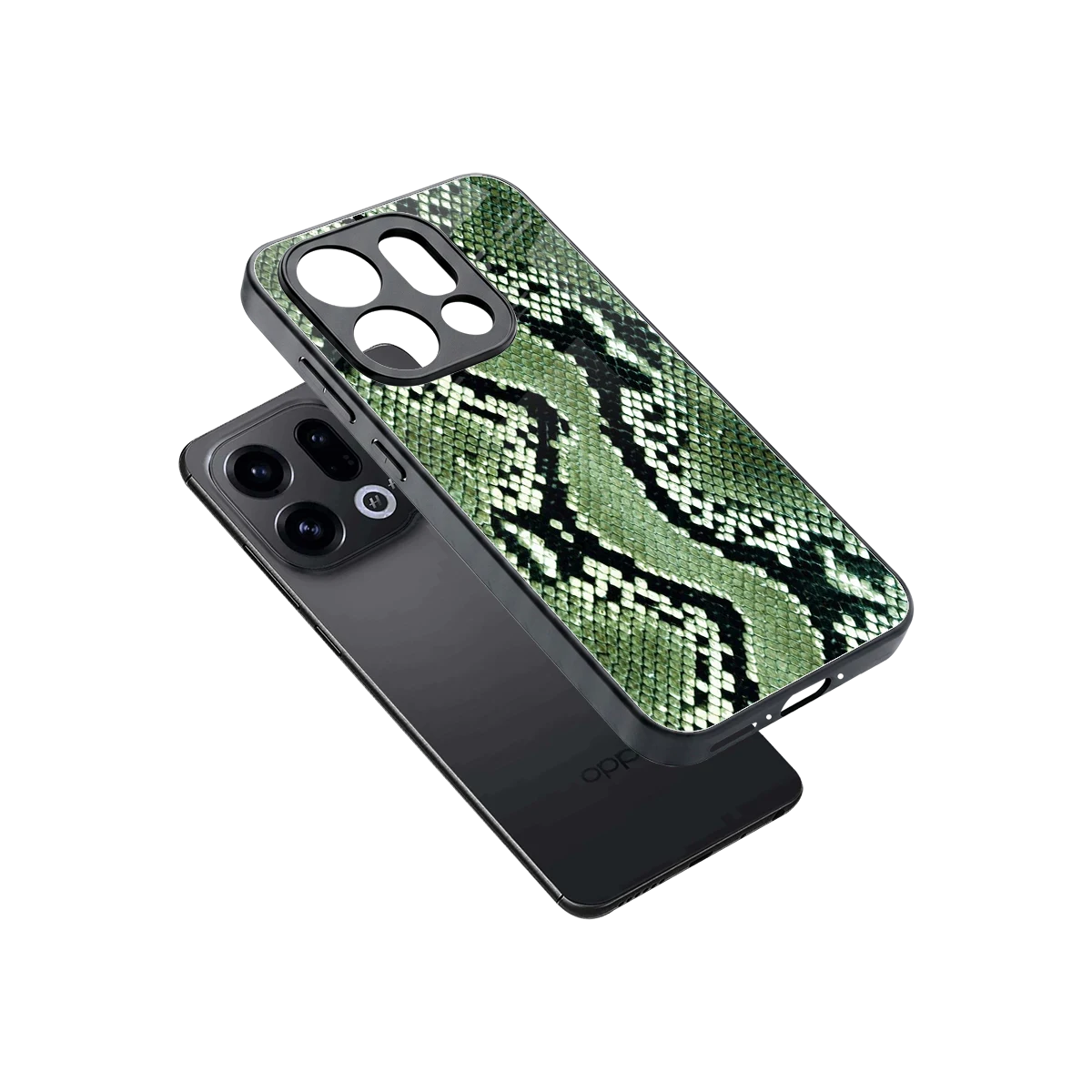 Venom Green sleek oppo find x9 cover with tempered glass back and TPU edges