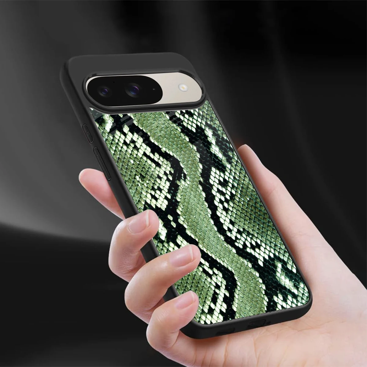 Venom Green sleek google pixel 9 cover with tempered glass back and TPU edges