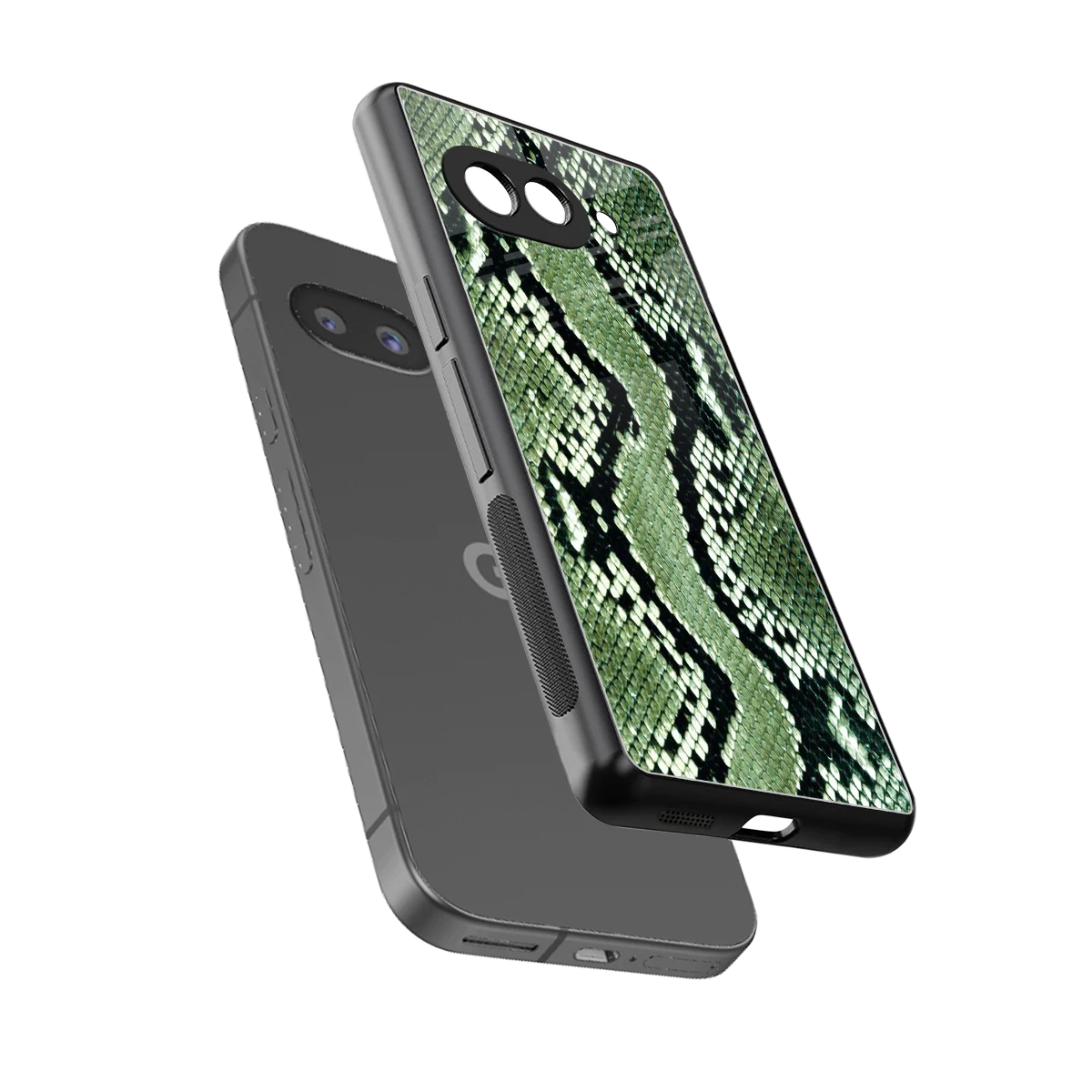 Venom Green sleek google pixel 10a cover with tempered glass back and TPU edges